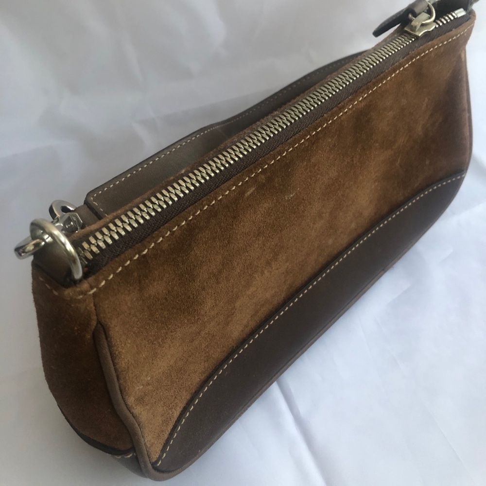 Coach, brown suede clutch
